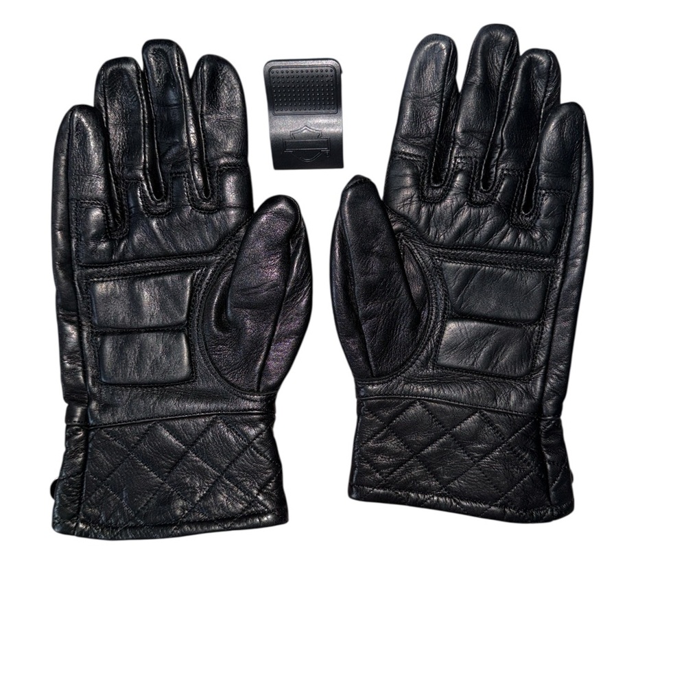 🔥3/$20🔥 Harley-Davidson Genuine Sheepskin Leather Quilted Black Gloves Size Smal - Picture 2 of 3